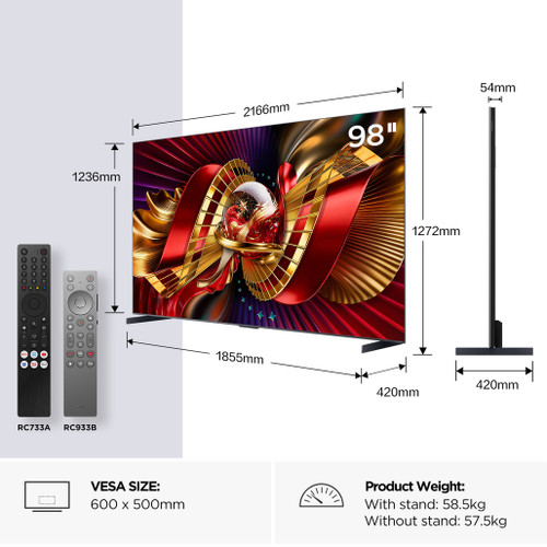 TCL 98C8L-UK 98" 4K Ultra HD QD-Mini LED Google TV