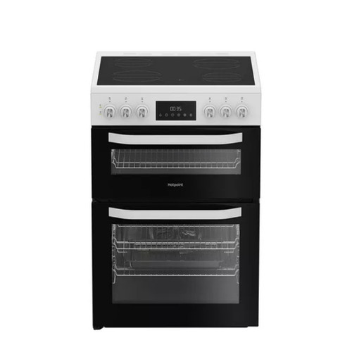 Hotpoint HDE6VDW 60cm Double Electric Ceramic Cooker -
