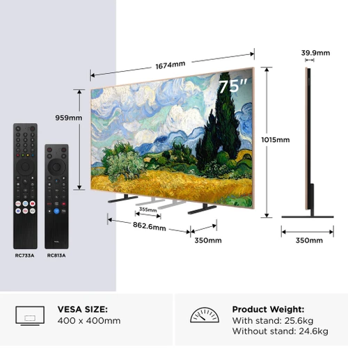 75A400PRO-UK TCL 75A400 PRO-UK 75" 4K Ultra HD QD-MINI LED AI Art TV