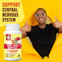 Image of a vibrant young woman that is happy with the nervous system and hormonal balance support that she gained from using Total Body Support Women 100 Vegetable Capsules dietary supplements.