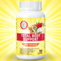 Image of bottle showing front label of Total Body Support Women 100 Vegetable Capsules dietary supplements for young and mature women. The front label also shows the benefits for young and mature women which includes Looking and feeling younger; Improving libido and sexual health; Stimulating loss of weight and body fat; Increasing strength, endurance, and lean muscle mass; Promoting better mood; Reducing stress and anger; Supporting the central nervous system; and Restoring hormone balance.