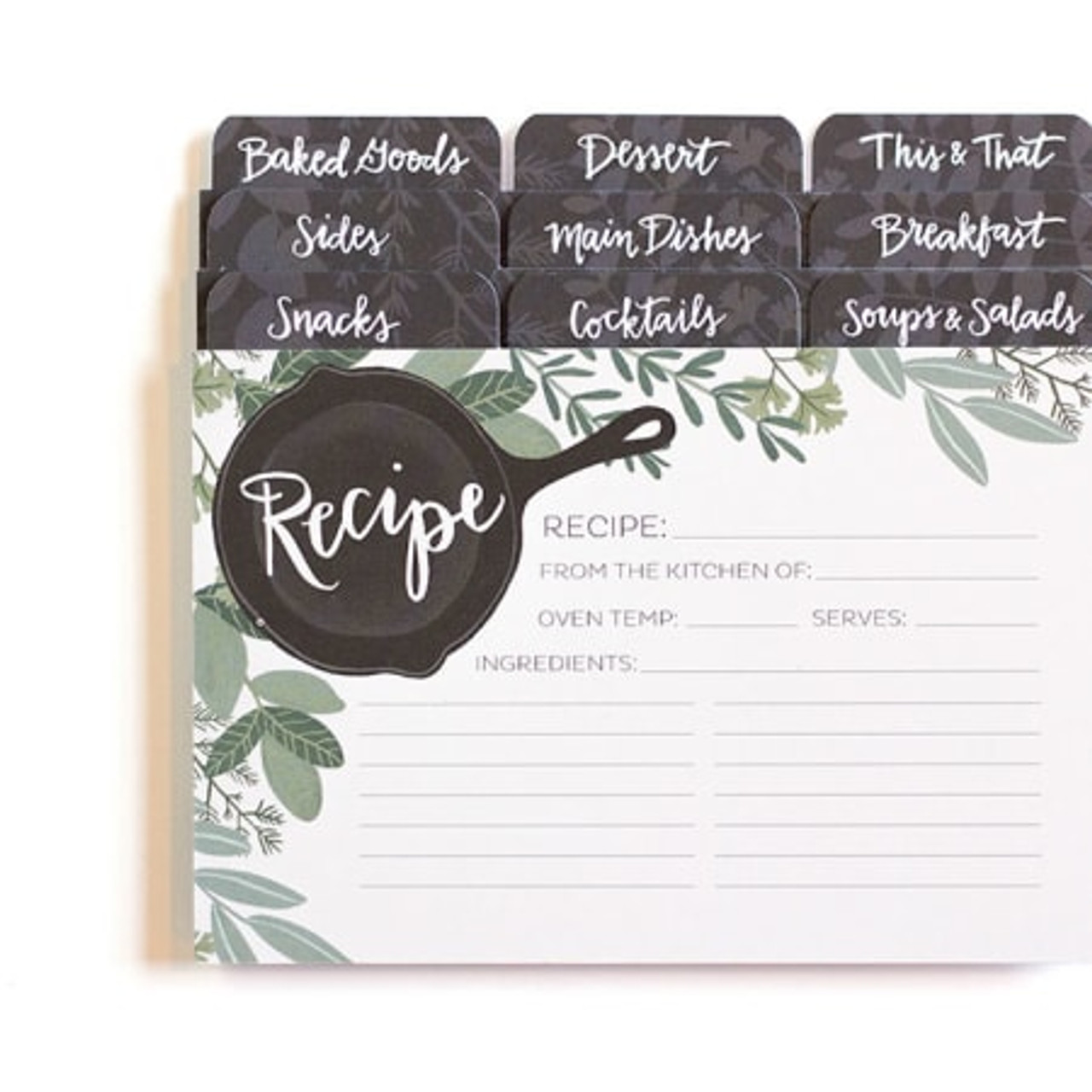herb skillet recipe cards set of 50 cards 9 dividers recepie cards