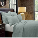 LINEN & COTTON DIAMOND QUILT 3 PC SET- SEAGLASS