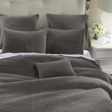 STONE WASHED COTTON VELVET QUILTED 3 PC SET-GRAY
