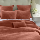 STONE WASHED COTTON VELVET QUILTED 3 PC SET- SALMON