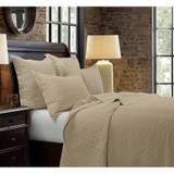 LINEN & COTTON DIAMOND QUILT 3 PC SET- LIGHT TAN