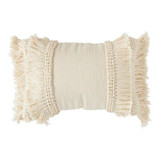 CREAM FRINGE LUMBAR PILLOW