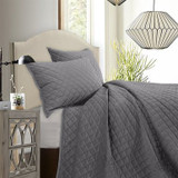 VELVET DIAMOND QUILT 3 PC SET -GRAY