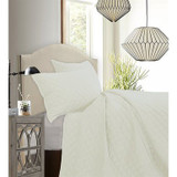 VELVET DIAMOND QUILT 3 PC SET-CREAM
