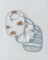 COTTON MUSLIN CLASSIC BIB 3 PACK-VARIED DESIGNS