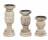 WHITEWASHED WOOD CANDLEHOLDER-SMALL