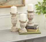 WHITEWASHED WOOD CANDLEHOLDER-SMALL