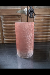 COPPER CRACKLED GLASS CYLINDER-7.5"H