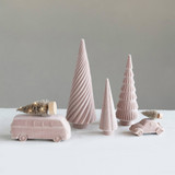 FLOCKED VINTAGE CAR W/ BOTTLE BRUSH TREE