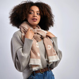 DOUBLE -SIDED BLANKET SCARF ANIMAL PRINT |NATURAL