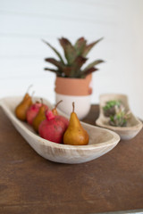 HAND CARVED OVAL WOODEN BOWL-25.5"L
