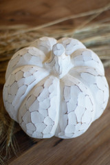 Faux White-Wash Resin Pumpkin - Large