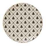  6" Round Stoneware Plate with Tree Pattern