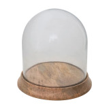 Cloche with Mango Wood Base 6 1/4" Round