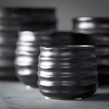 Ebony Ribbed Round Planter - 3"