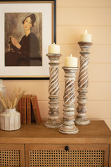 Turned Wood Candle Holder - Small: 5"d x 15"t