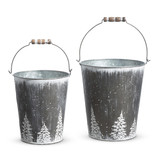 Galvanized Bucket with Trees - Large