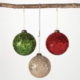 Glitter Ball Ornament 4", 3 Varieties
