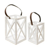 Large White Cross Hatch Lantern