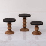Mini Riser Black Top and Wood Base-Large