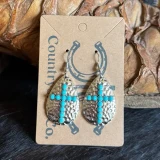 Hammered Silver Cross Dangle Earrings
