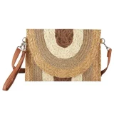 Sunlit Taupe Multi Straw Envelope Clutch
