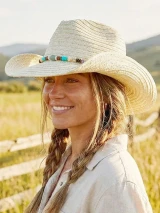 Galveston Island Beaded Ivory Straw Cowgirl Hat