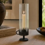 Iron & Glass Candle Holder 5x3.5x15.5"