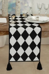 Black & White Diamond Checkered Runner 14" x 71"