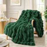 Olive Bubble Faux Fur Throw Blanket 50" x 60"