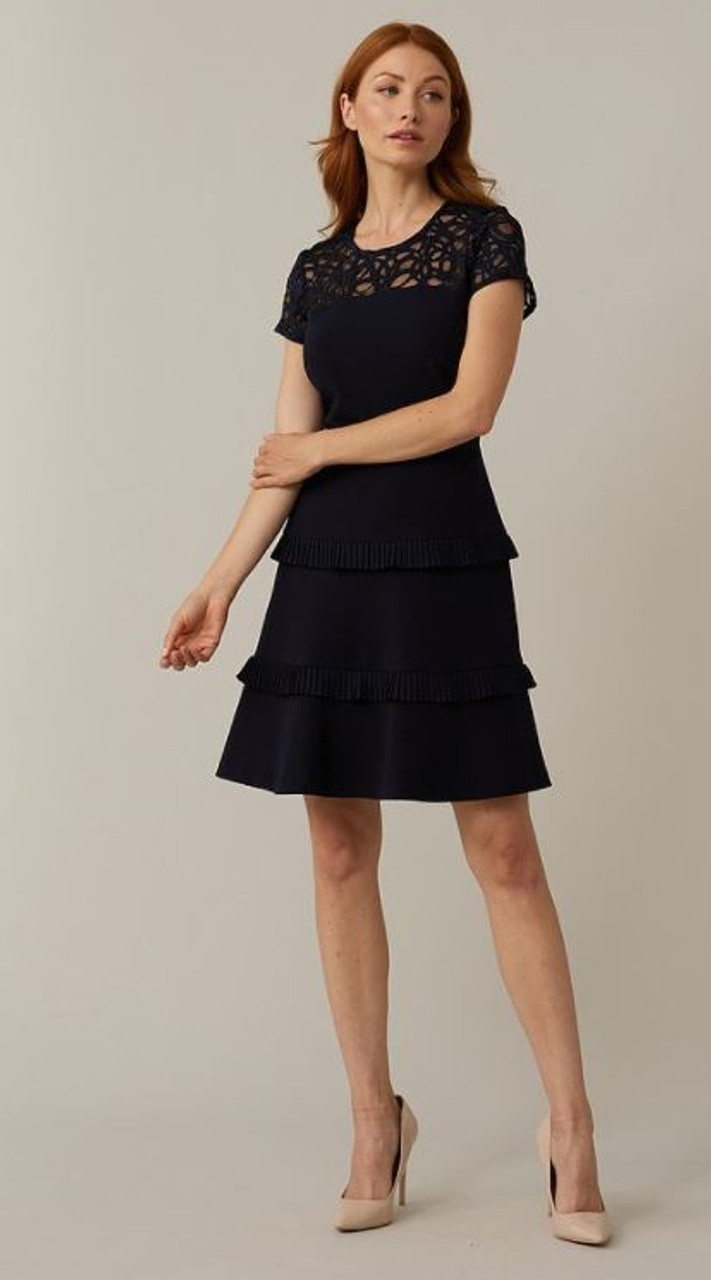 Joseph Ribkoff Lace Top Dress Navy - Bond Street Clothing