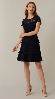 Joseph Ribkoff Lace Top Dress Navy
