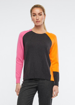 Zaket and Plover Colour Block Jumper - Charcoal
