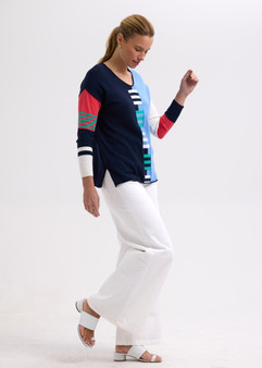 Z&P Ladder Stripe V Neck