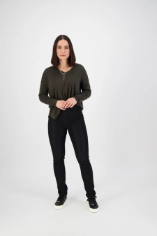 Vassalli Skinny Leg Full Length Denim Pull On   - Black