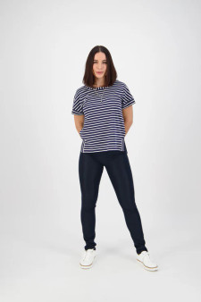 Vassalli Skinny Leg Full Length Denim Pull On   - Indigo