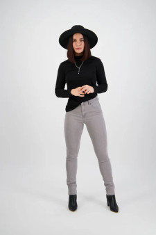 Vassalli Skinny Leg Full Length Basket Weave Jean - Light Grey