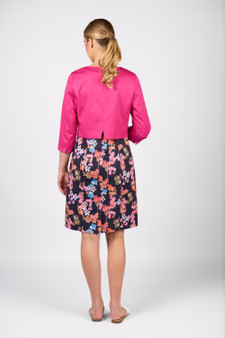 Vassalli 3/4 Sleeve Single Button Cropped Jacket - Wildberry