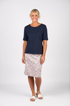 Vassalli Boat Neck Top - Navy