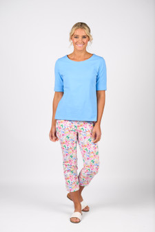 Vassalli Boat Neck Top - Sky