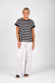 Vassalli Drop Sleeve Top with Stepped Hem