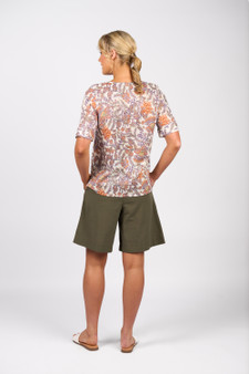 Vassalli Round Neck Top with Elbow Length Sleeve - Tuscany