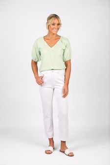 Vassalli Slim Leg Ankle Grazer Jean - White Denim