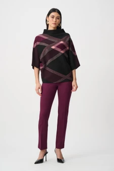 Joseph Ribkoff Brushed Viscose And Nylon Plaid Funnel-Neck Sweater