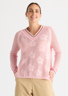Z & P Floral Pointelle Vee - Blush
